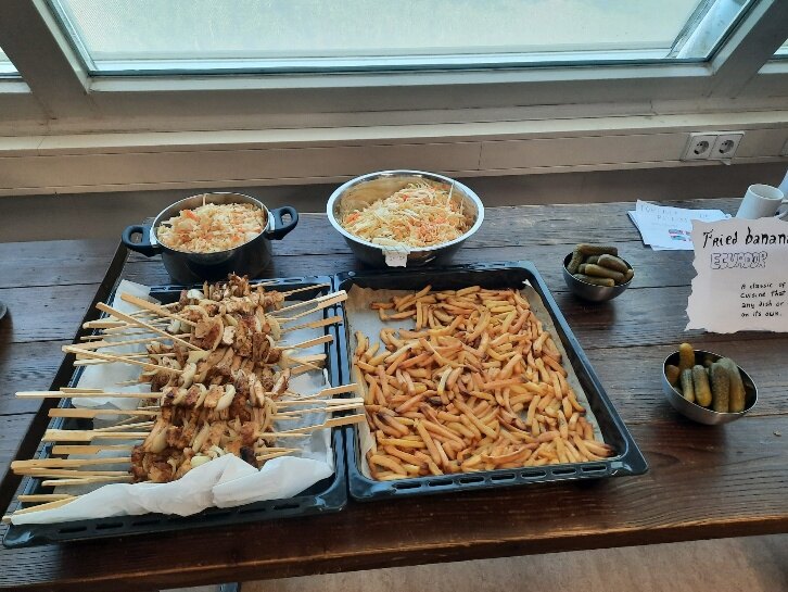 Students cooking together